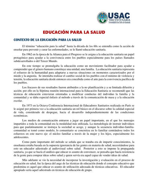 Eduación para la Salud