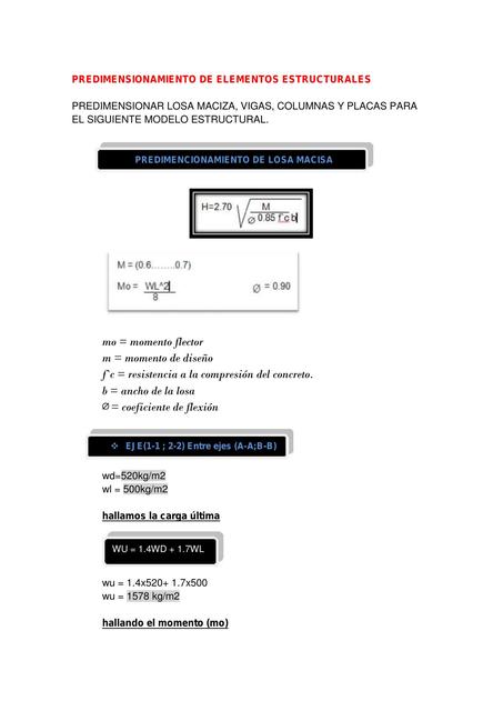 Predimensionamiento de Elementos Estructurales