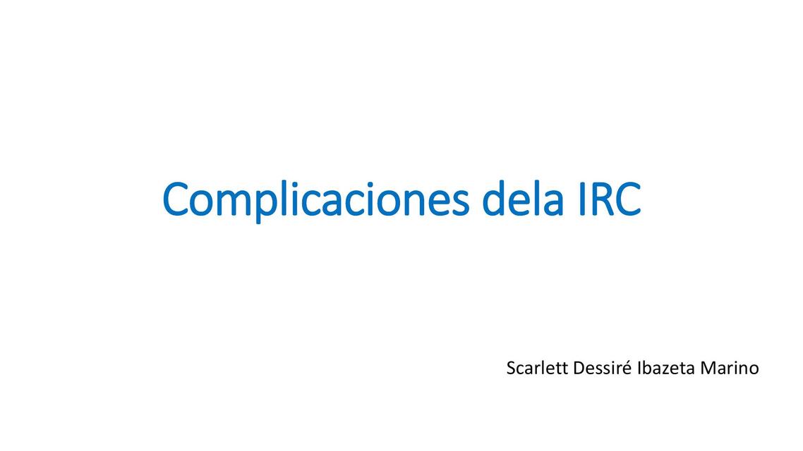 Complicaciones de la IRC