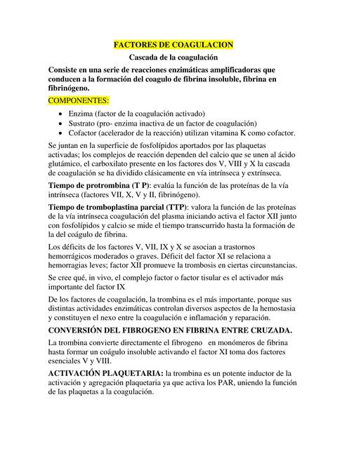 Factores de Coagulación