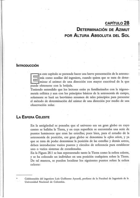 Determinación de Azimut por Altura Absoluta