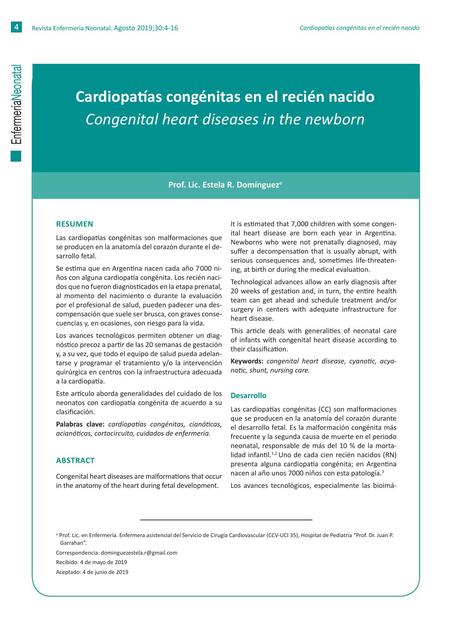 Cardiopatías Congénitas en el Recién Nacido 