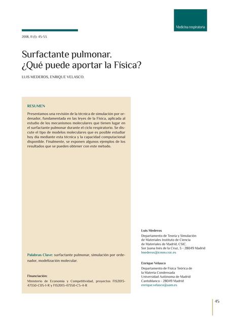 Función Surfactante Pulmonar