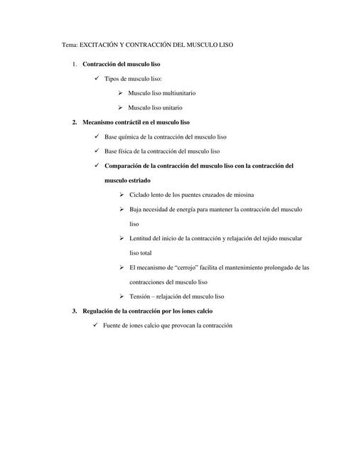 Excitación y Contracción del Músculo Liso