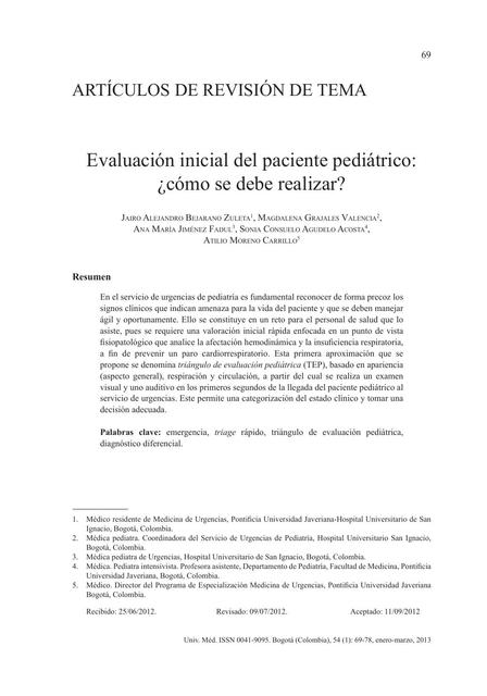 Triangulo de Evaluación Pediátrica