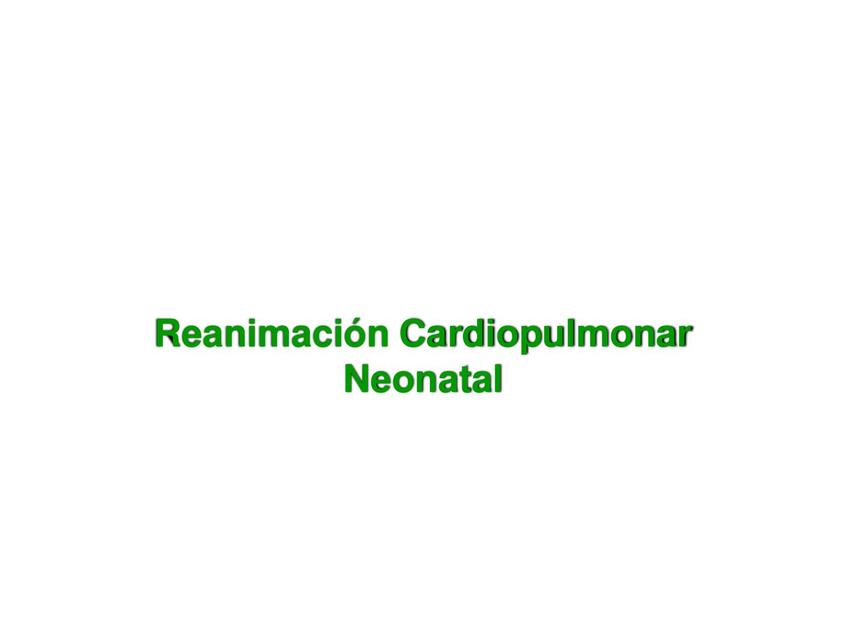 Reanimación Cardiopulmonar Neonatal