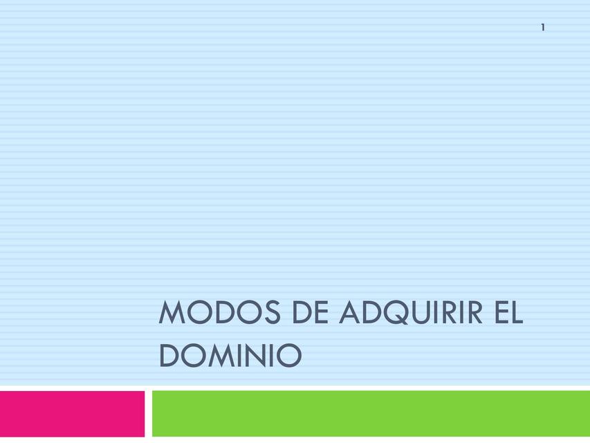 Modos de Adquirir el Dominio