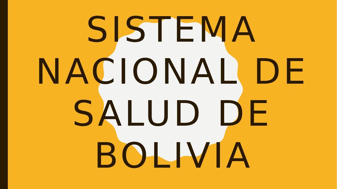 Sistema Nacional de Salud Bolivia