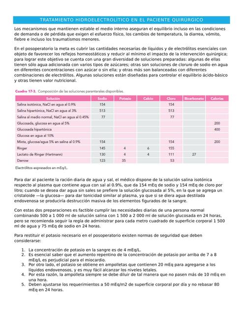 Tratamiento Hidroelectrolítico en el Paciente Quirúrgico 