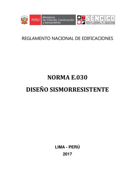 Propuesta De Norma E 030 2017