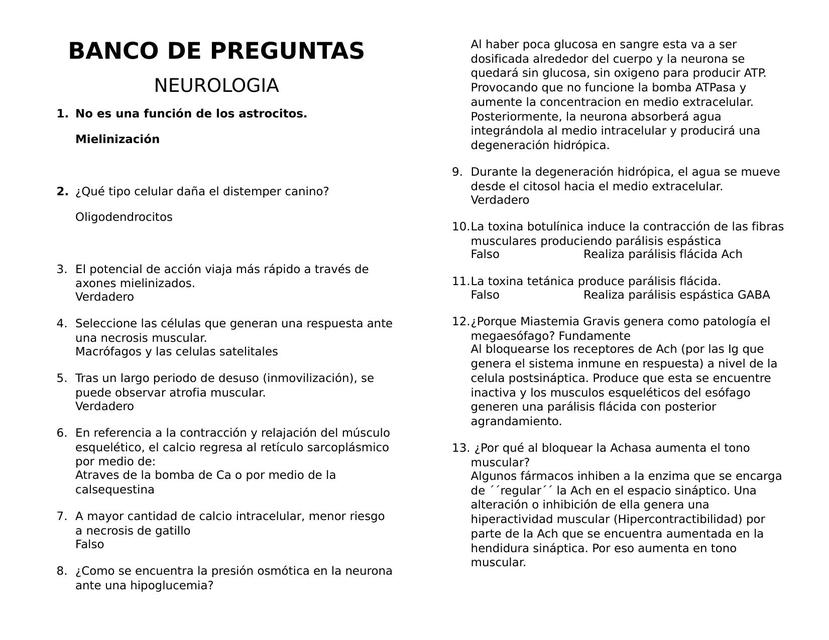 Banco de Preguntas- Neurología