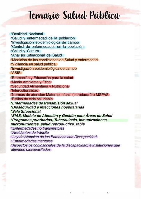 Temario Salud Pública 2 medicina usac