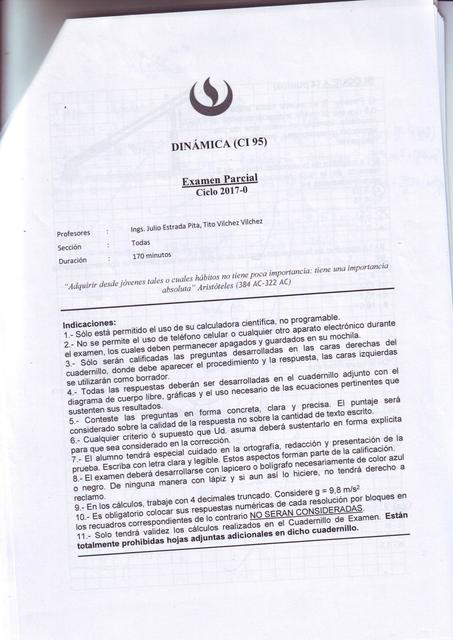 Examen Parcial de Dinámica - UPC