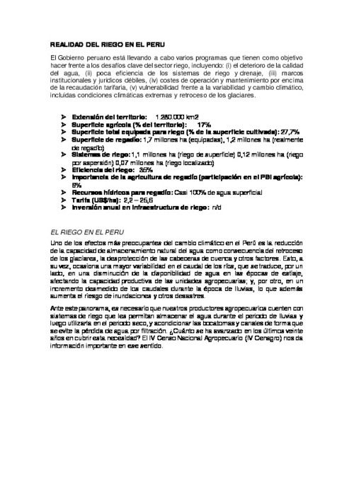 Realidad Del Riego En El Peru Anon uDocz