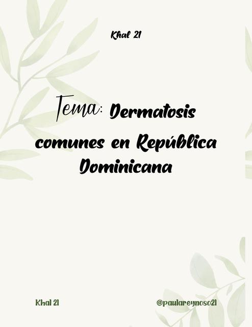 Dermatosis Comunes en Rep Dom 