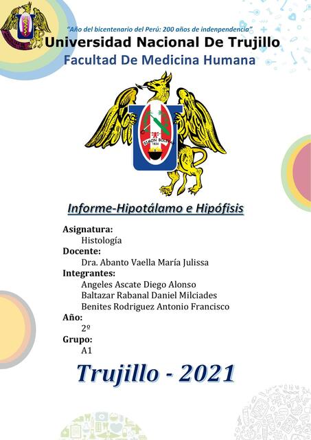 S15 INFORME HISTOLOGÍA HIPOTÁLAMO E HIPÓFISIS