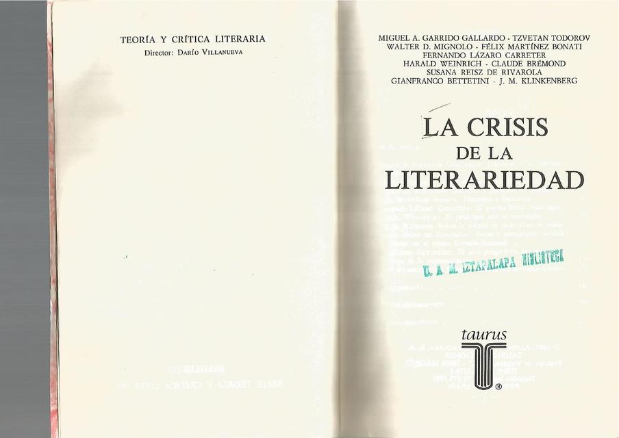 La Crisis de la Literariedad