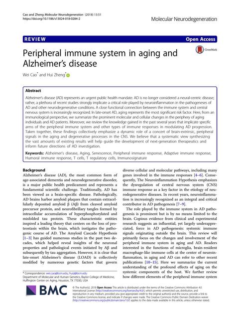 Peripheral immune system in aging and Alzheimers disease