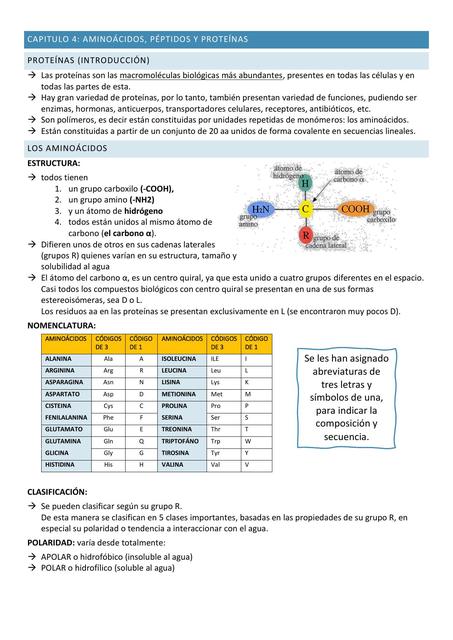 aminoácidos y proteínas