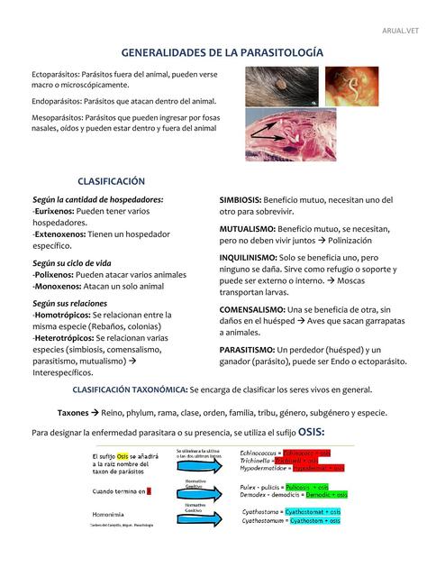 Generalidades de parasitología veterinaria