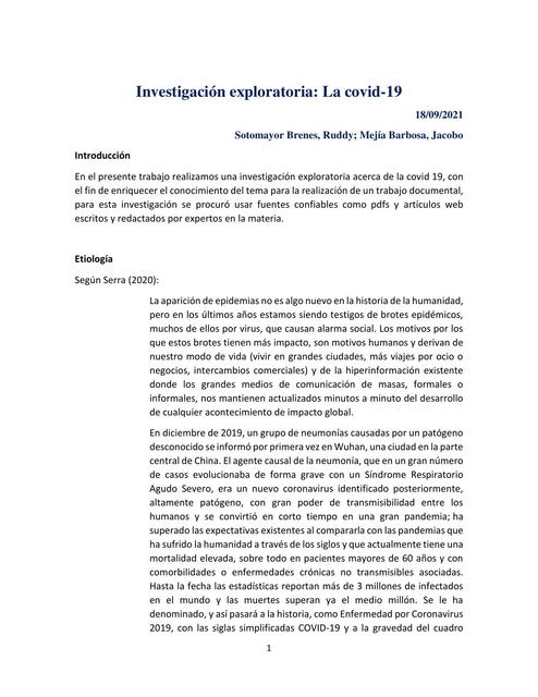 Investigación exploratoria covid 19