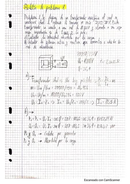 Ejercicios Transformador Eléctrico
