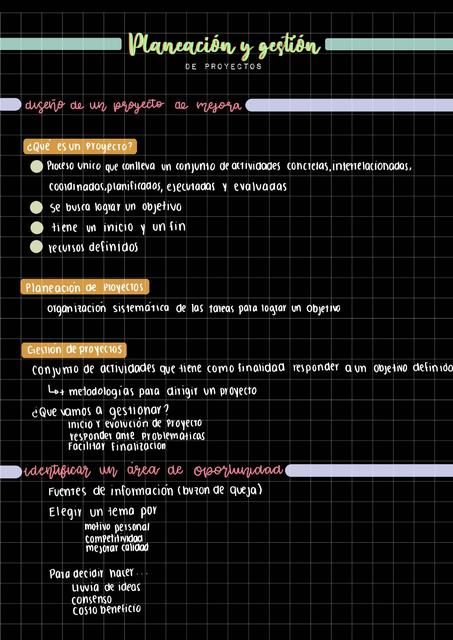 Planeación y gestión de proyectos