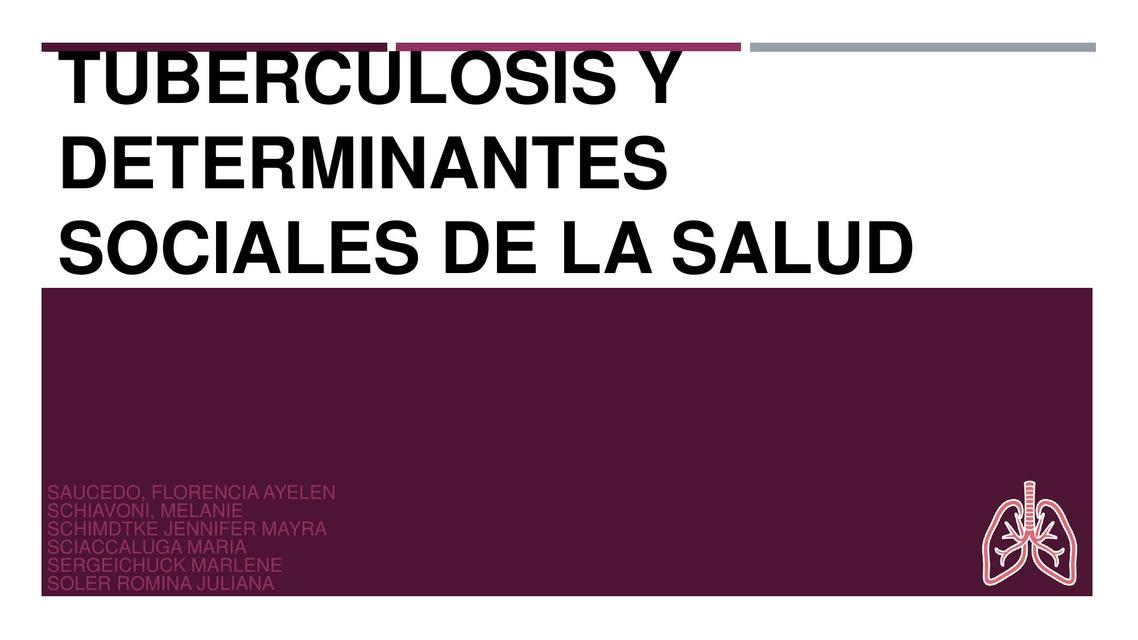 Tuberculosis y Determinantes Sociales de la Salud 