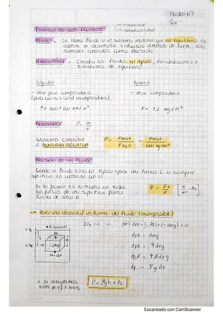 Estática y Dinámica de Fluidos 