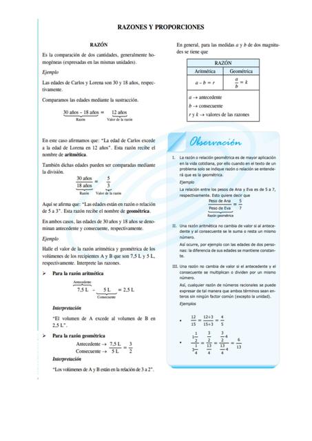 ejercicios de razones y proporciones