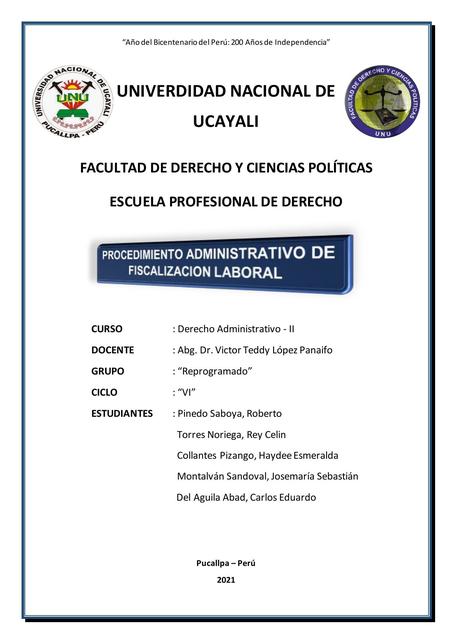 Procedimiento Administrativo de Fiscalización Laboral PDF