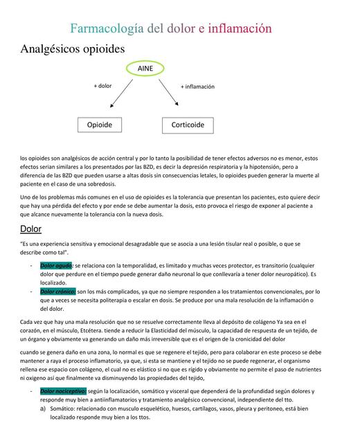 Farmacología del Dolor e Inflamación