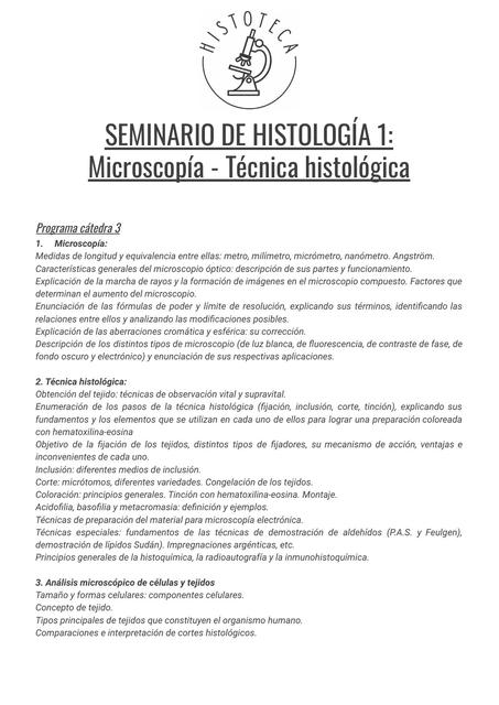 Microscopía- Técnica Histológica