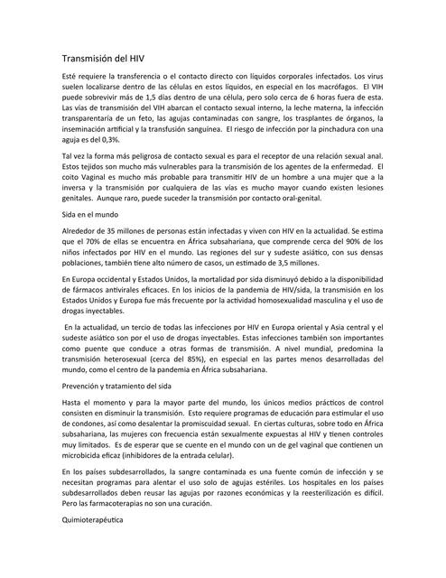 VIH Resumen del libro de Introducción a la microbiología Tortora 