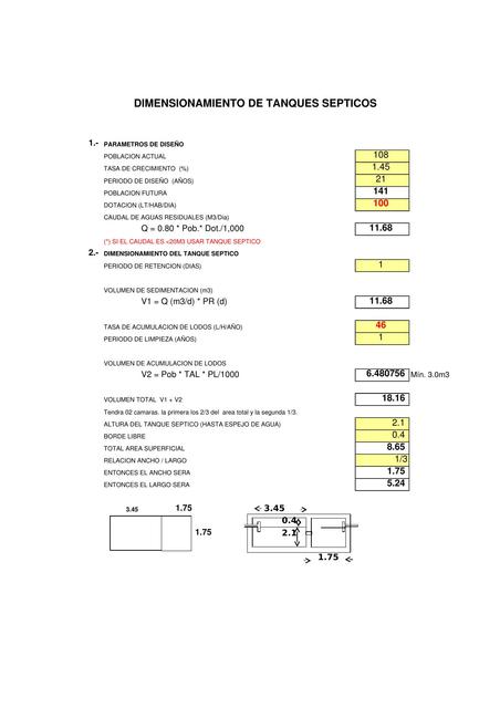 Dimensionamiento de Tanques Sépticos