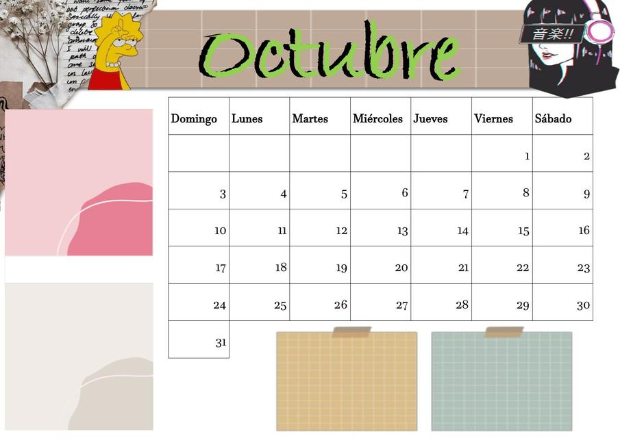 Calendario Octubre