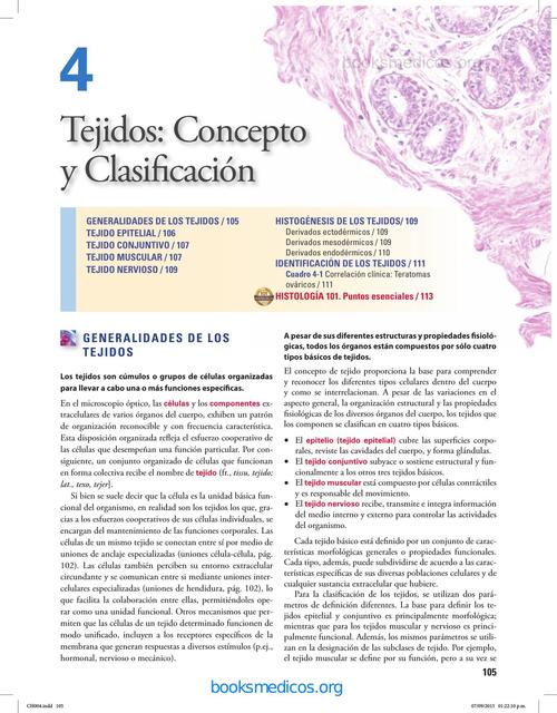 Tejidos: Concepto y Clasificación 