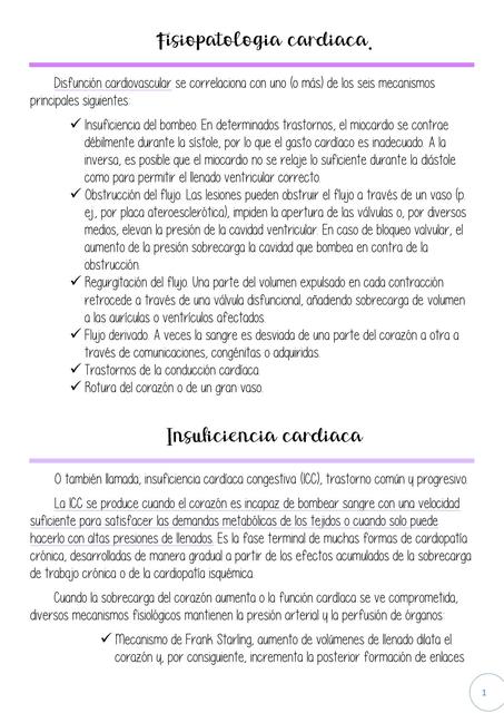 Fisiopatología cardíaca. Insuficiencia cardíaca