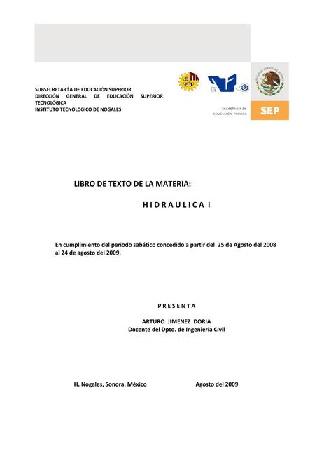 LIBRO DE TEXTO HIDRAULICA I