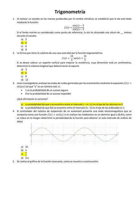 Solucionario ejercicios de Trigonometría