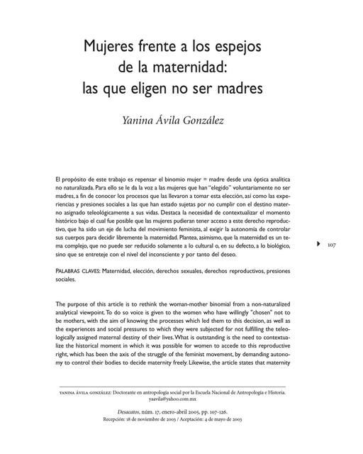 Mujeres frente a los espejos de la maternidad: Las que eligen no ser madres