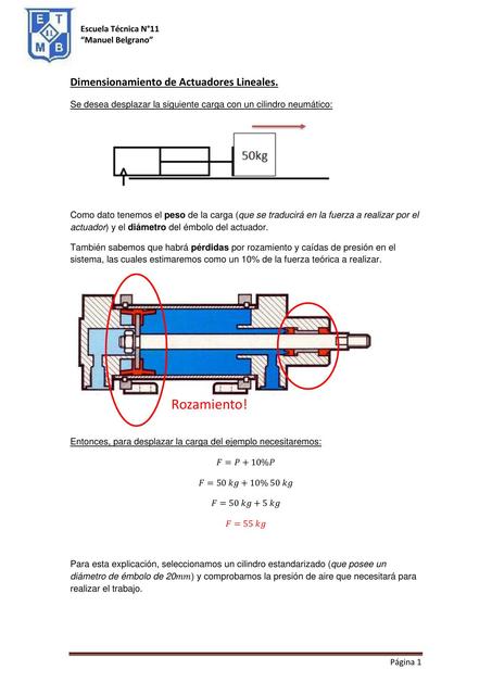 Dimensionamineto de Actuadores Lineales