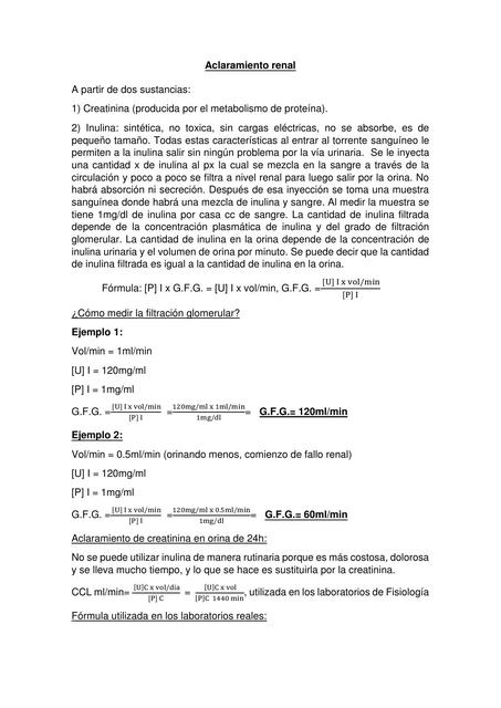 Aclaramiento Renal