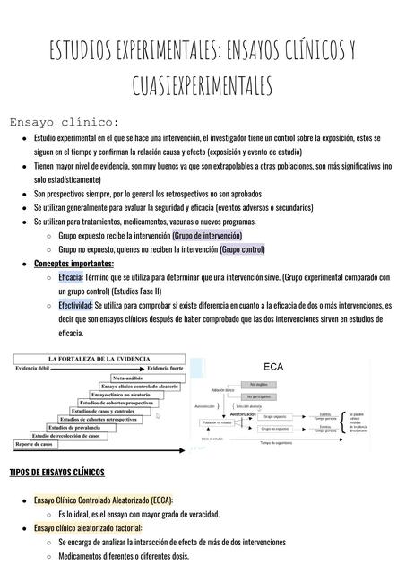 Estudios Experimentales Ensayos Clínicos y Cuasiexperimentales