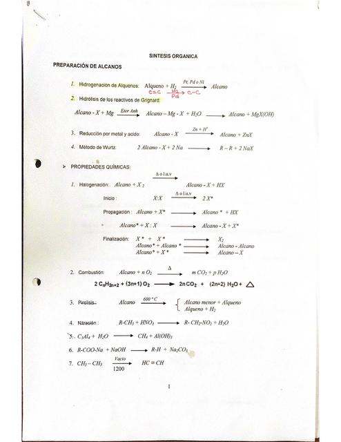 Reacciones de preparación y síntesis orgánica