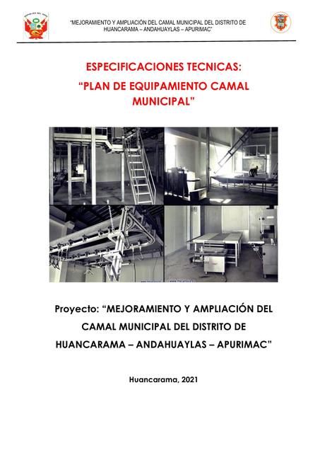 ESPECIFICACIONES TECNICAS DE CAMAL MUNICIPAL