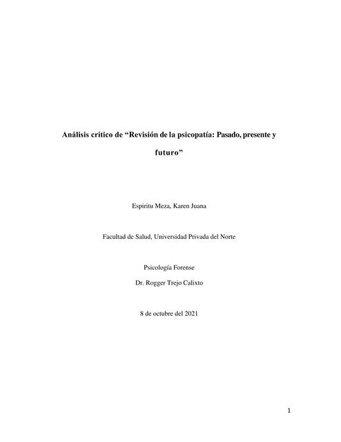 Análisis crítico de un artículo sobre la psicopatía