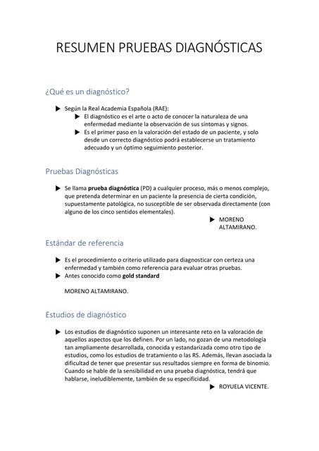 RESUMEN PRUEBAS DIAGNÓSTICAS