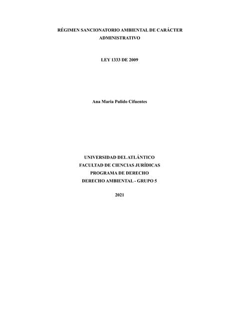 Régimen sancionatorio ambiental de carácter administrativo 