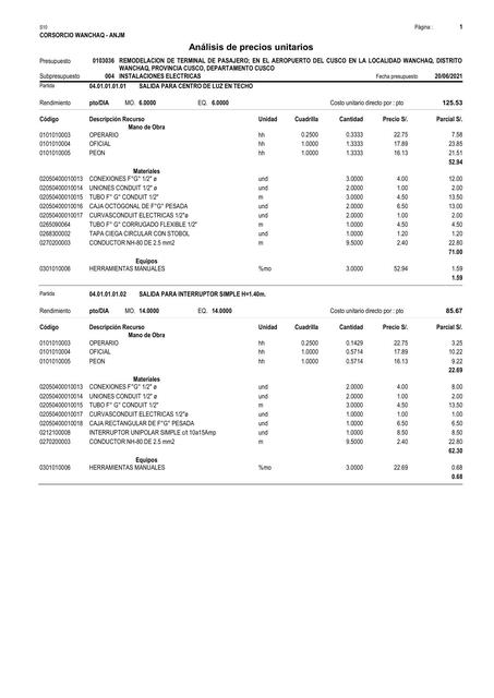 200 ANALISIS DE PRECIOS UNITARIOS POR FASES